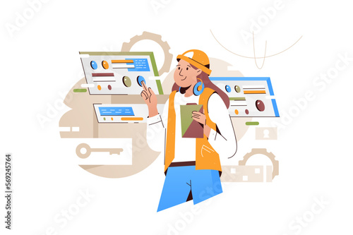Construction Site Woman vector illustration
