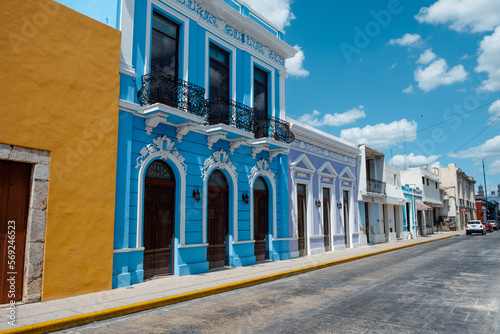 colored building of Merida, Yucatan photo