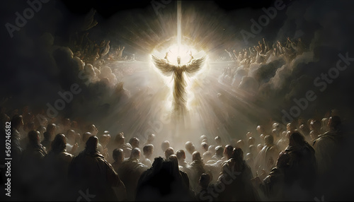 A Beautiful Illustration Representing God, Jesus, Spiritutality, Holy Bible, Holy Cross, Christianity, Heaven, Angels, AI Generative 
