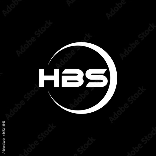 HBS letter logo design with black background in illustrator, cube logo, vector logo, modern alphabet font overlap style. calligraphy designs for logo, Poster, Invitation, etc. photo