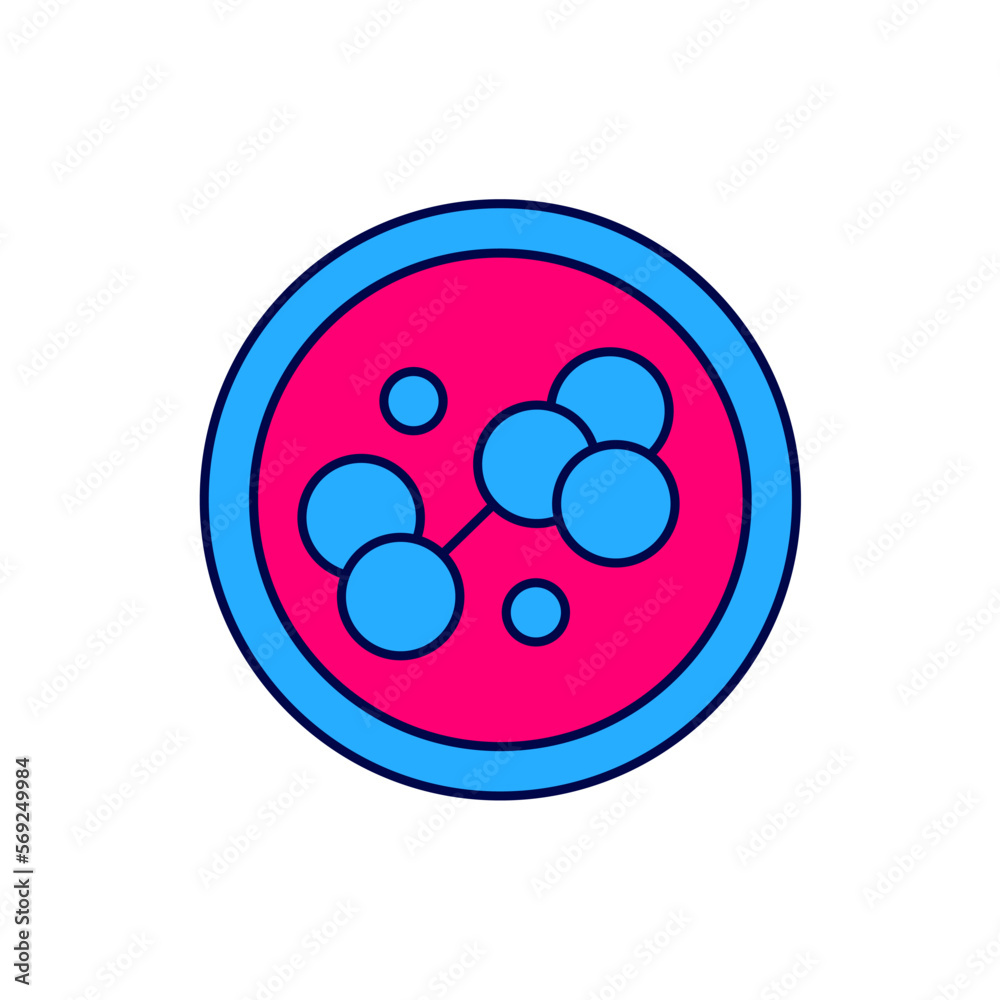 Filled outline Molecule icon isolated on white background. Structure of molecules in chemistry, science teachers innovative educational poster. Vector Filled outline Molecule icon isolated on white background. Structure of molecules in chemistry, science teachers innovative educational poster. Vector