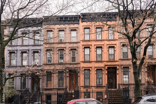 Brooklyn typical facades & row houses in an iconic neighborhood of Brooklyn. Park Slope, New York
