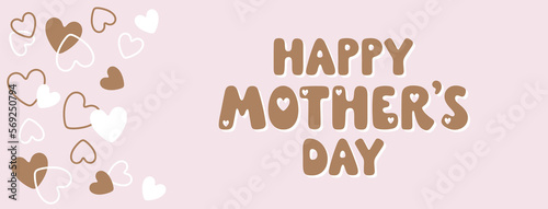 Happy Mother’s Day lovely vector banner with Happy Mother’s Day hand drawn vector banner with hearts. Lovely background for Mother’s Day and holidays. Colorful vector illustration. Trendy modern art.  © simpleblues