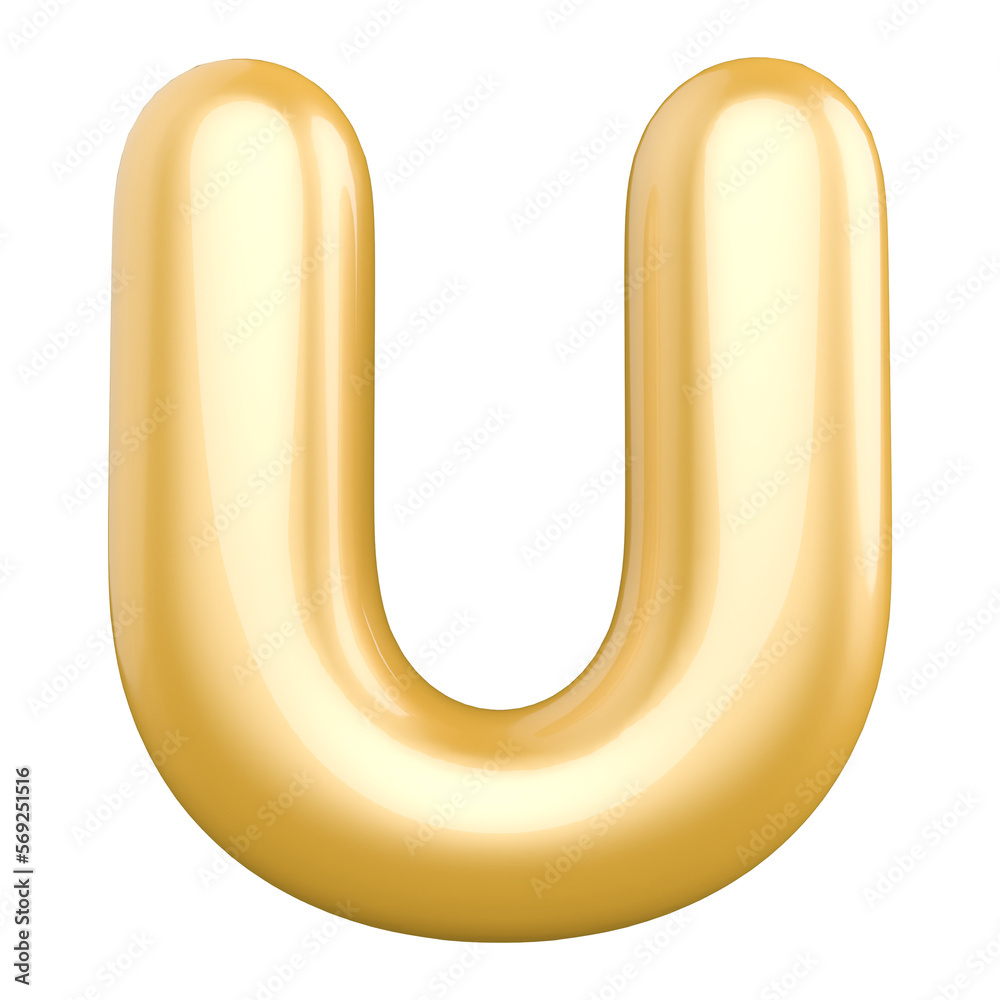 3d letter U . 3d alphabet gold with Generative AI 3d letter U . 3d alphabet gold with Generative AI