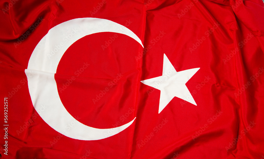 Turkey flag copy space for text and white 
background, Patriotism or nationalism concept,
save Turkey earthquake
