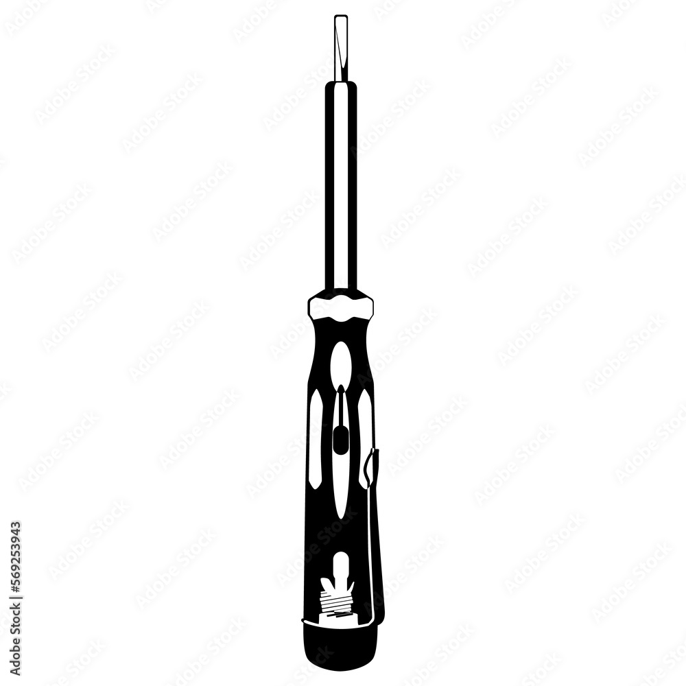 Indicator screwdriver, electrical tester black silhouette, vector