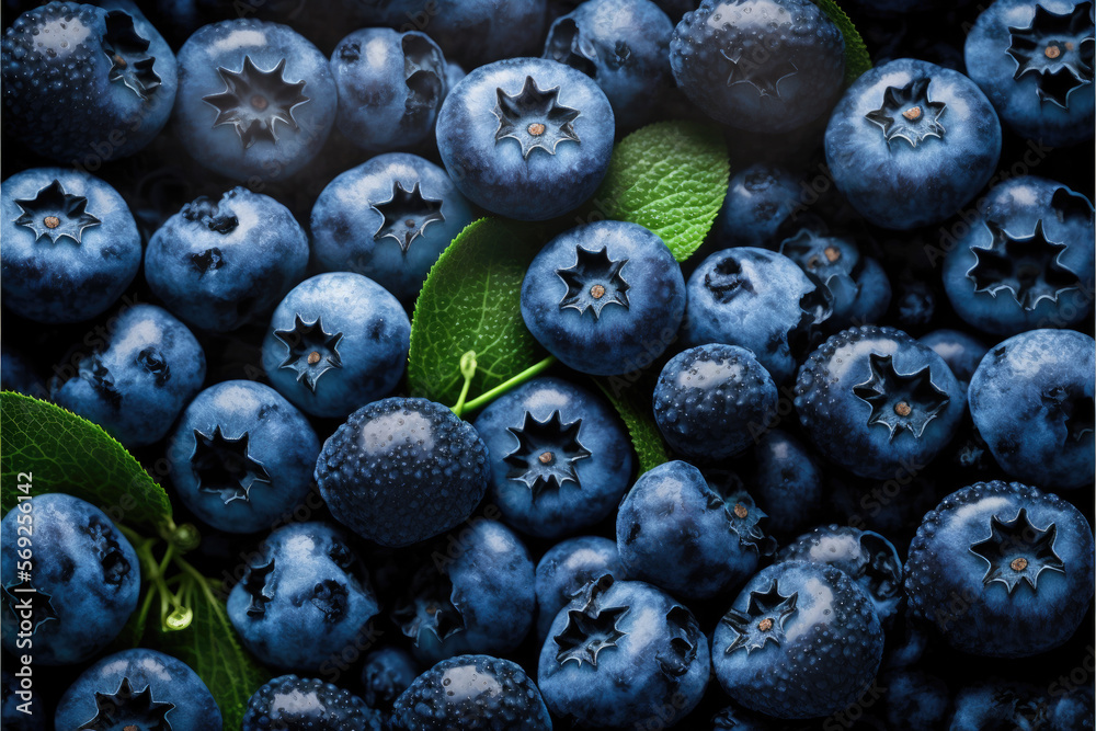 close up of blueberries. Generative AI close up of blueberries. Generative AI