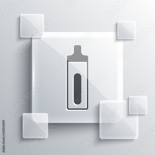 Grey Electronic cigarette icon isolated on grey background. Vape smoking tool. Vaporizer Device. Square glass panels. Vector