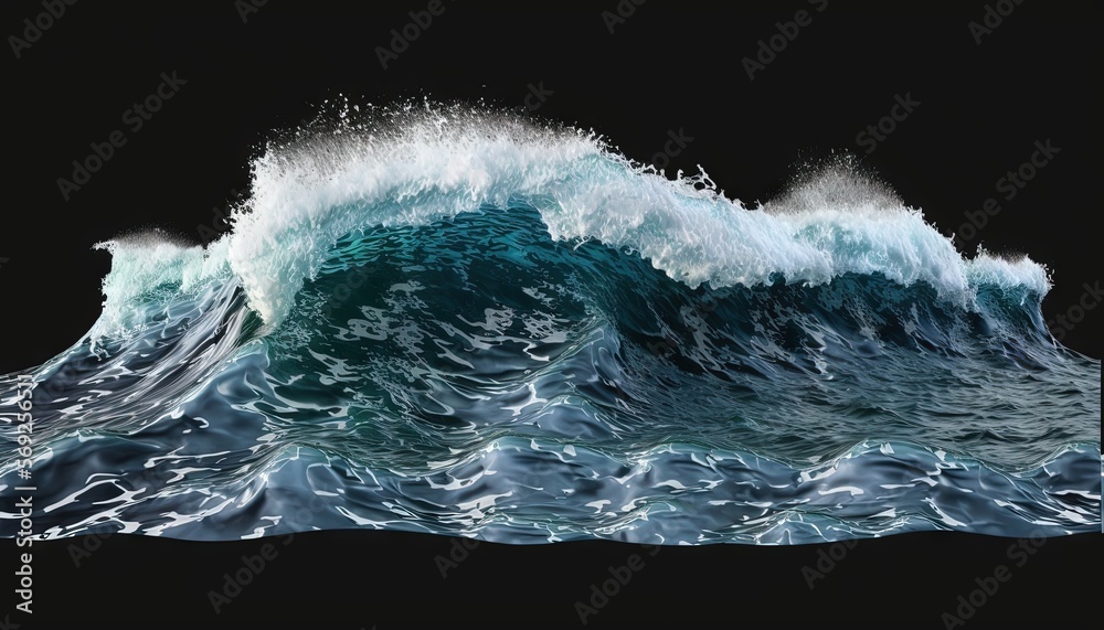 a painting of a wave in the ocean on a black background with a black background and a black background with a blue wave in the middle of the ocean. generative ai a painting of a wave in the ocean on a black background with a black background and a black background with a blue wave in the middle of the ocean. generative ai