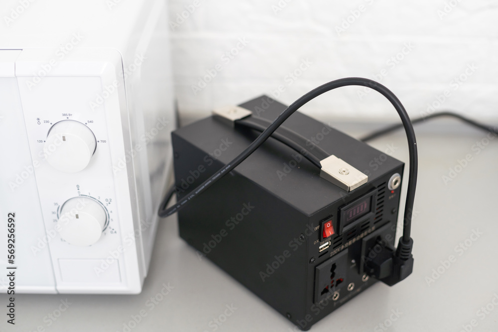 Obraz premium portable power station and microwave oven