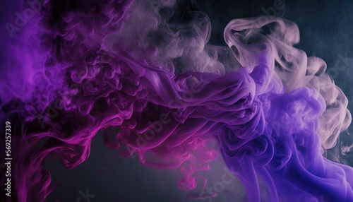  a group of colored smokes on a black background with a black background and a purple smoke cloud in the middle of the photo, with a black background. generative ai