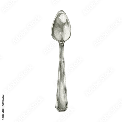 Watercolour tea spoon hand drawn illustrations