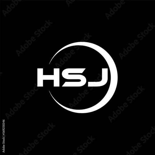HSJ letter logo design with black background in illustrator  cube logo  vector logo  modern alphabet font overlap style. calligraphy designs for logo  Poster  Invitation  etc.