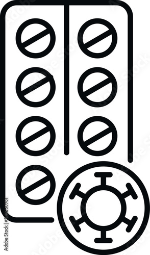 Antibiotic blister icon outline vector. Bacteria drug. Resistant medicine
