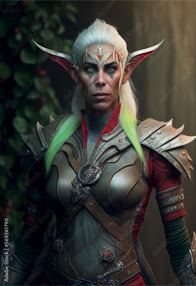 D&D wood elf character portrait for fantasy roleplay, rpg games etc ...
