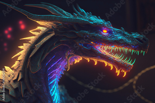 Dragon - Mythology creature - fantasy illustration - wyvern - Generative AI