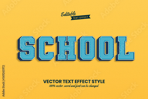 School retro vintage text style effect editable