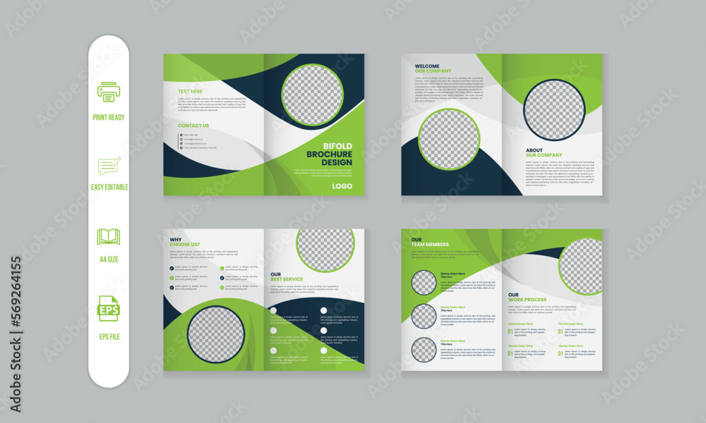 8 pages corporate modern bifold brochure and company profile, magazine