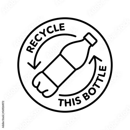 Recycle plastic bottle vector icon logo badge
