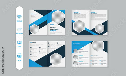 8 pages corporate modern bifold brochure and company profile, magazine,  flyer, catalog portfolio template design 