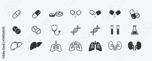 Medical icon set. science technology. symbol medicine. vector illustration. Symbol for your web site design, logo, app, UI. Vector illustration, EPS