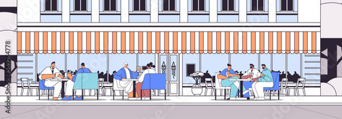 mix race businesspeople discussing during coffee break people holding cups with coffee drinks in cafe or restaurant