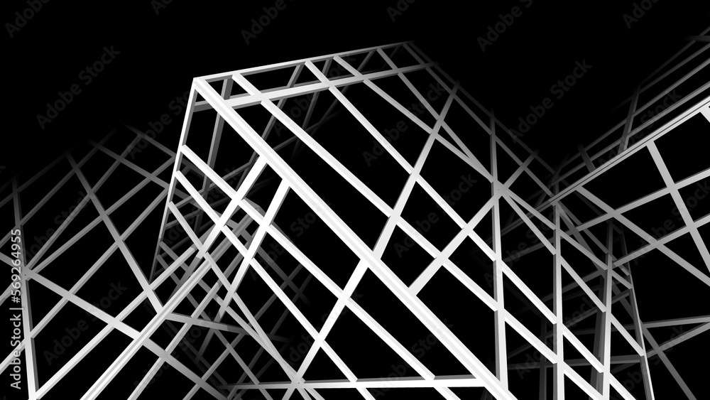 Abstract geometric structure on black background