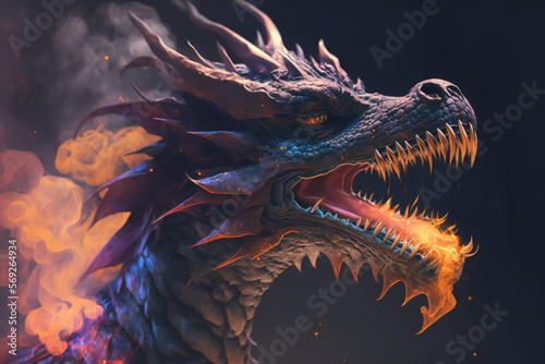 Dragon - Mythology creature - fantasy illustration - wyvern - Generative AI