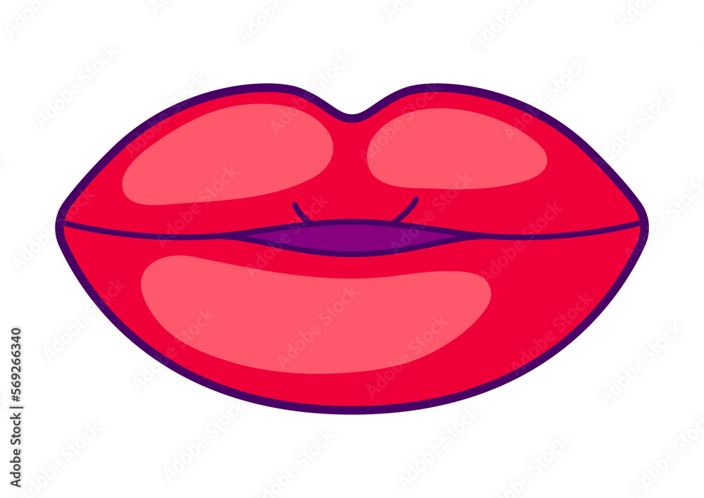 Illustration of lips. Colorful cute icon. Creative symbol in cartoon style.