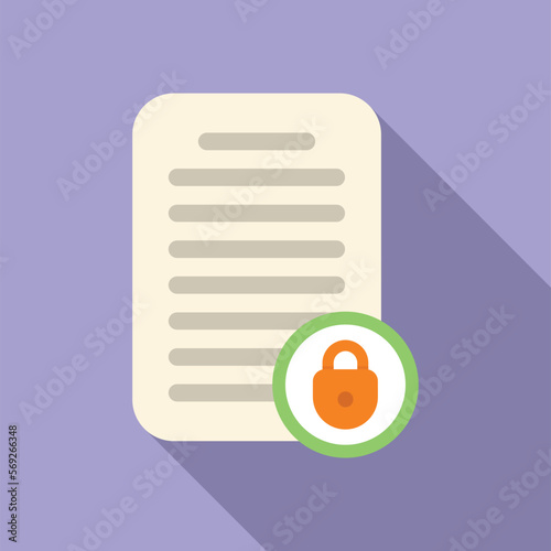 Document SSL certificate icon flat vector. Web secure. Safety network