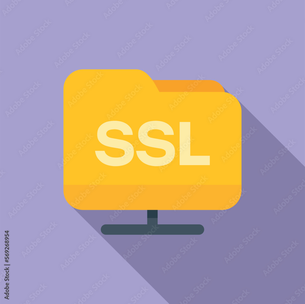 Folder SSL certificate icon flat vector. Security data. Web safe Folder SSL certificate icon flat vector. Security data. Web safe