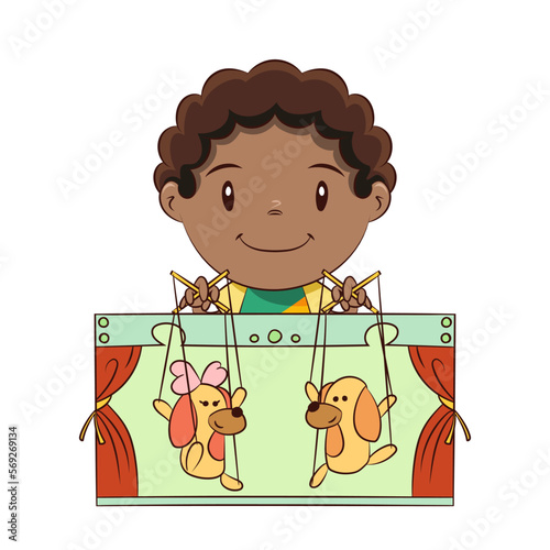 Boy puppet show theater