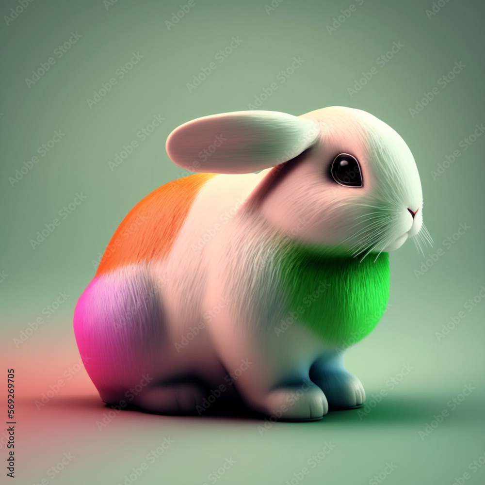 white rabbit on pink background, generated by AI
