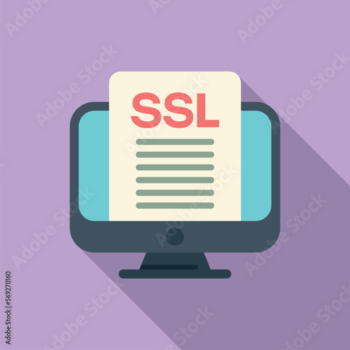 Online SSL certificate icon flat vector. Web data. Secure data