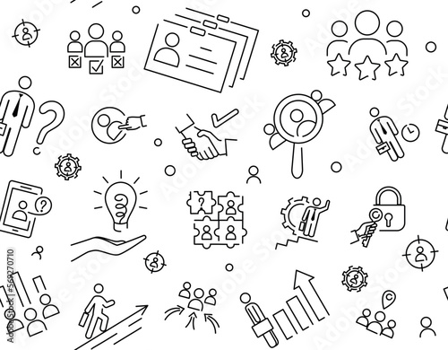 Career growth seamless pattern. Repeating design element for website. Leadership and motivation, successful negotiations. Career and ambition, conference and meeting. Cartoon flat vector illustration