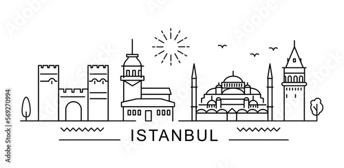 Istanbul City Line View. Poster print minimal design. Turkey