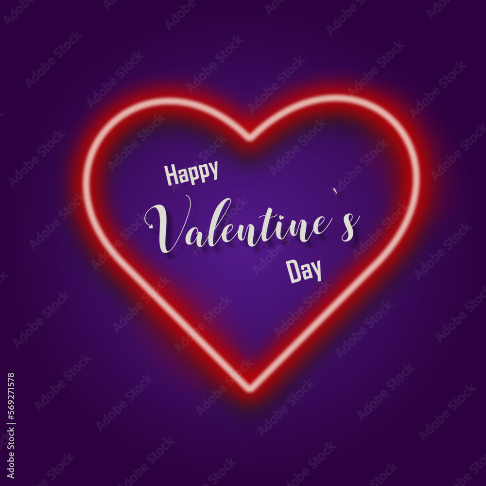 Valentine`s day card Neon heart