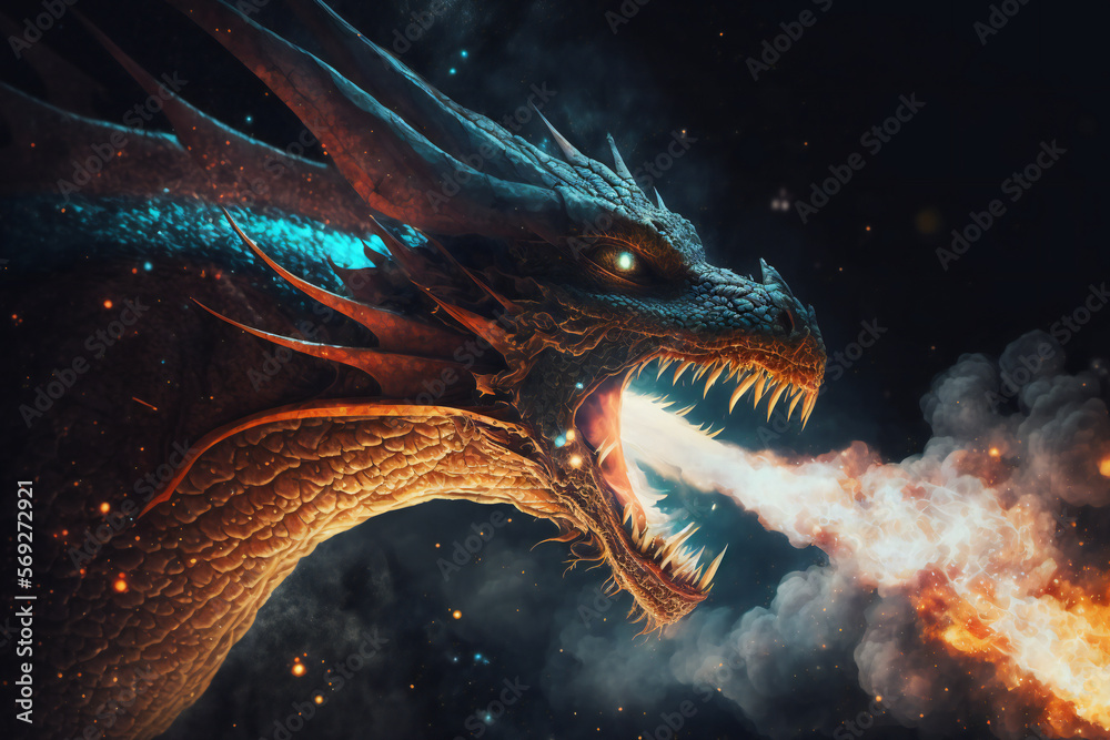 Dragon - Mythology creature - fantasy illustration - wyvern - Generative AI Dragon - Mythology creature - fantasy illustration - wyvern - Generative AI