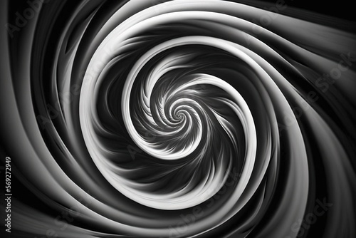  a black and white photo of a spiral of lines and curves in the center of a black and white photo with a white center in the middle. generative ai