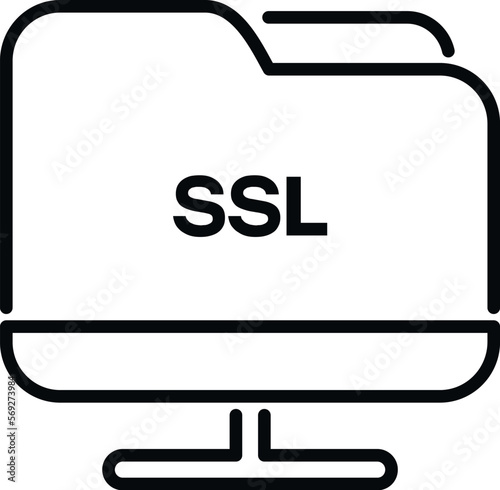 Folder SSL certificate icon outline vector. Security data. Web safe