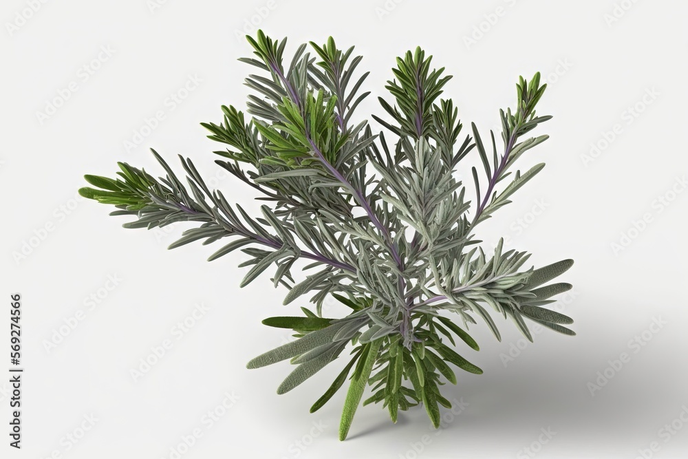 a plant with green leaves on a white background in a 3d model ...