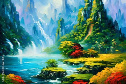 An expensive painting Illustration of a natural island