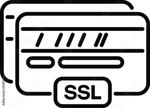 Credit card SSL certificate icon outline vector. Web secure. Safe data