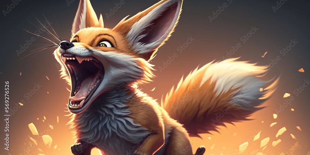 a cartoon fox with its mouth open and it's mouth wide open and it's