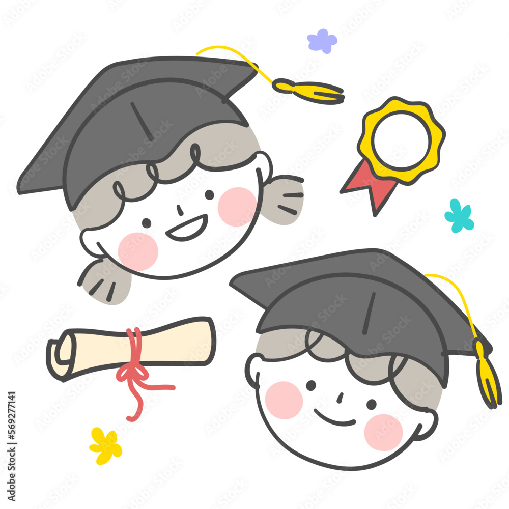졸업식 졸업 캐릭터 일러스트 Stock Vector | Adobe Stock