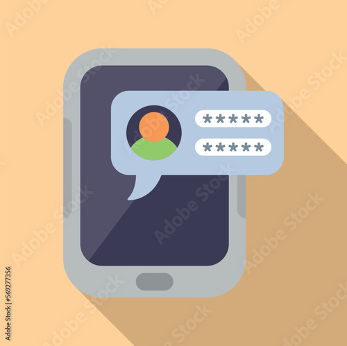 Tablet password protection icon flat vector. Personal login. App screen