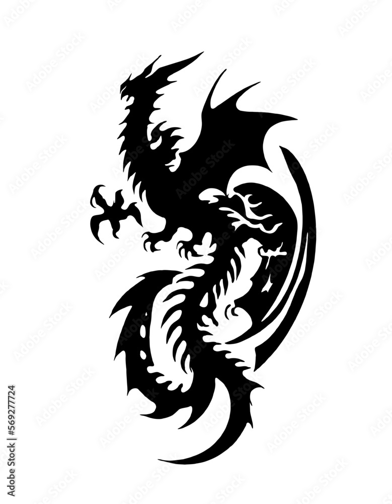 Fototapeta premium black and white of dragon shape