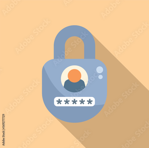 Account password protection icon flat vector. Personal laptop. Screen reset
