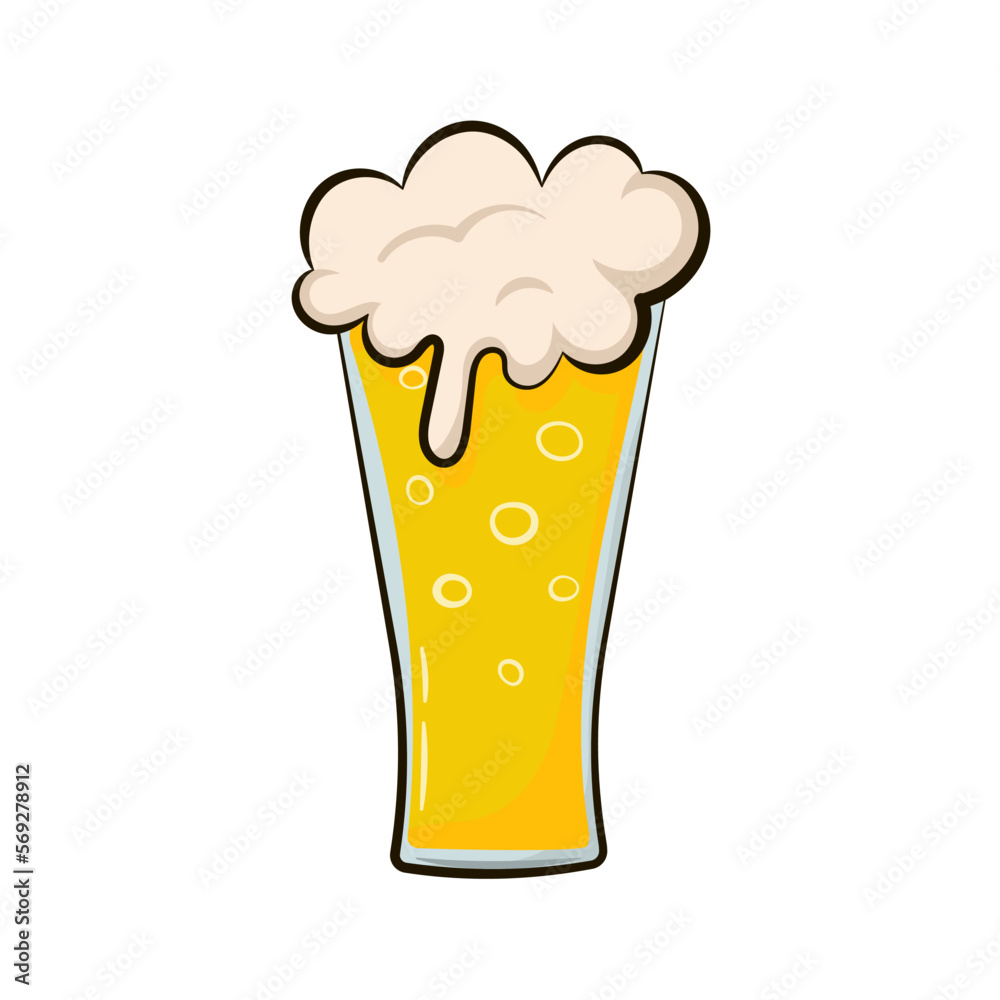 Glass of beer in cartoon style isolated on white background Glass of beer in cartoon style isolated on white background