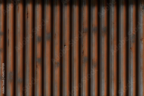  a metal background with rusted metal bars and rusted metal bars in the center of the image, with a black shadow on the bottom of the image. generative ai